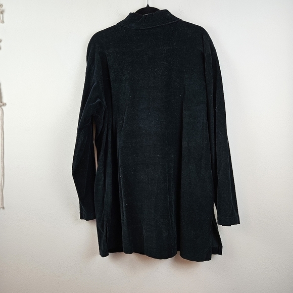 Byrn Walker L black Corduroy long Sleeved Tunic Button-Front Shirt Top Lagenlook - Picture 6 of 7